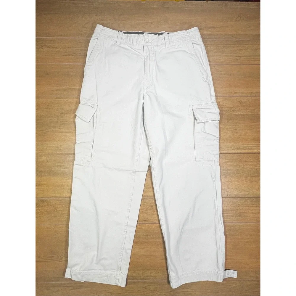 Vintage Gap Cargo Y2K Baggy‎ Military khakiBig Pockets 00s Wide Pants Mens 31x29